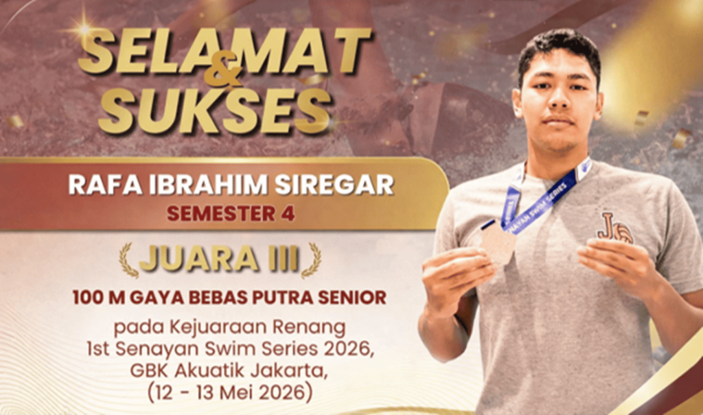 Rafa Ibrahim Siregar Harumkan Universitas Adhyaksa lewat Medali Renang 100 Meter Gaya Bebas
